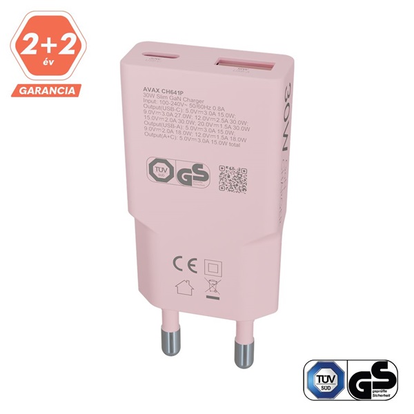 AVAX_CH641P_NANO_SLIM_30W_USB-C_PD30_USB-A_QC30_pink_halozati_tolto-i42547181.jpg